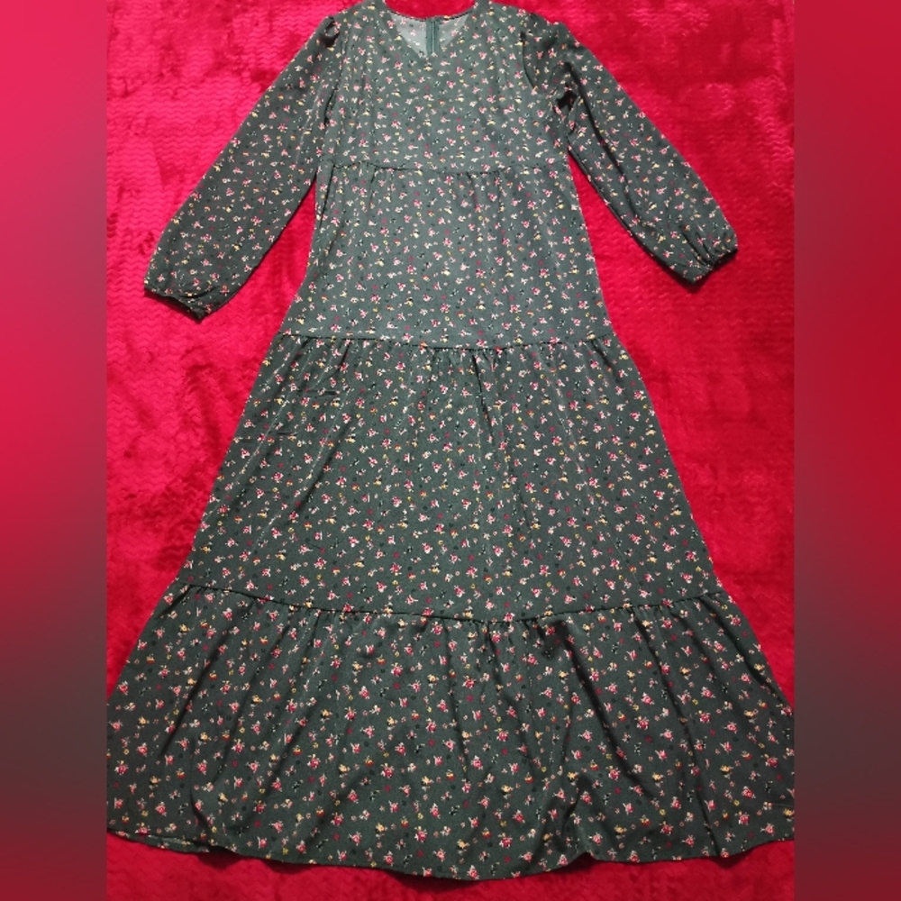 Zanzea Blue Tiered Ruffled Long Sleeve Sundress(No Brand Or Size Tag)